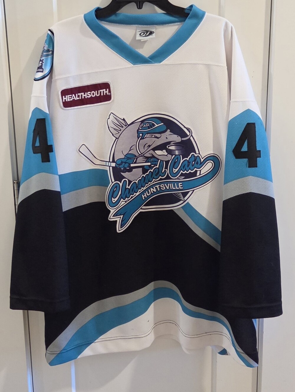 Vintage 1998 OT Sport Huntsville Channel Cats Game Worn Hockey Jersey Size 3XL